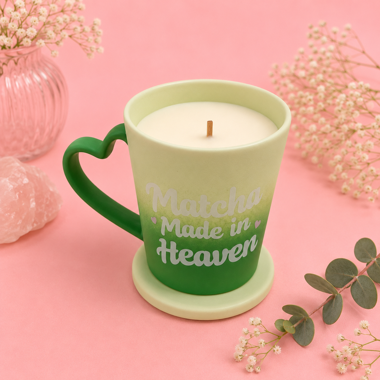 Vela Taza Matcha aroma Matcha Latte + Recarga Matcha Fresa (700 gr)